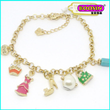 2016 Custom Made Lovely Enamel Charms Gold Bracelet for Girls